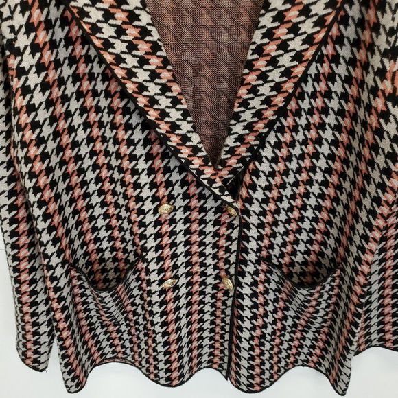 Joie Houndstooth Double Breasted Button Front Business Casual Blazer Sweater - Picture 8 of 11